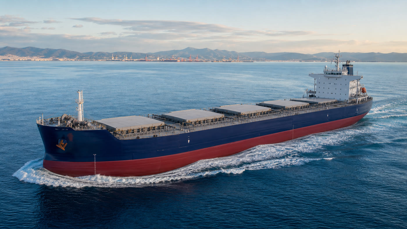 Seyir halindeki Supramax dökme yük gemisi